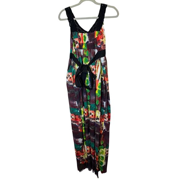 NEW Desigual Reina Dal Maxi Dress Women’s Size 44 (L/XL) Boho Art Print Crochet - Picture 6 of 9